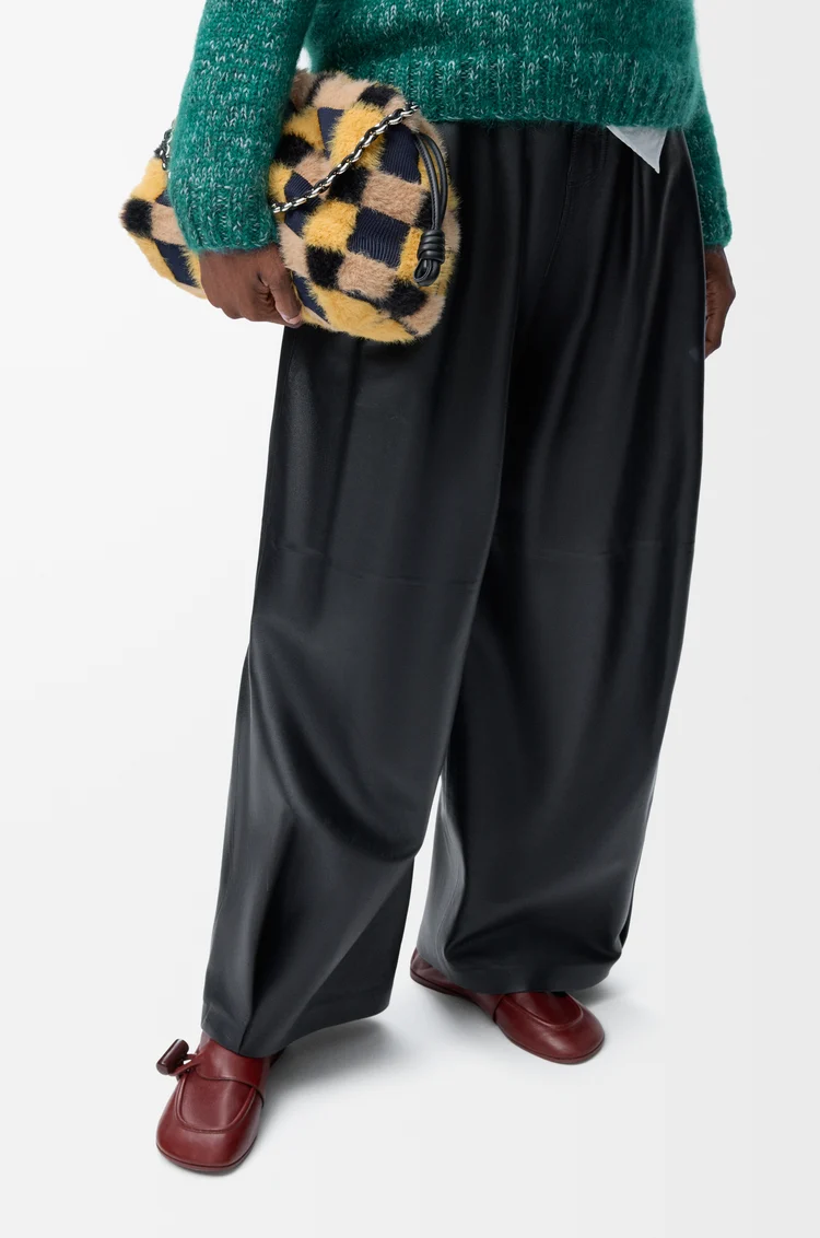 LOEWE Borsa Flamenco Purse media in maglia jacquard Blu Navy Intenso Multicolore