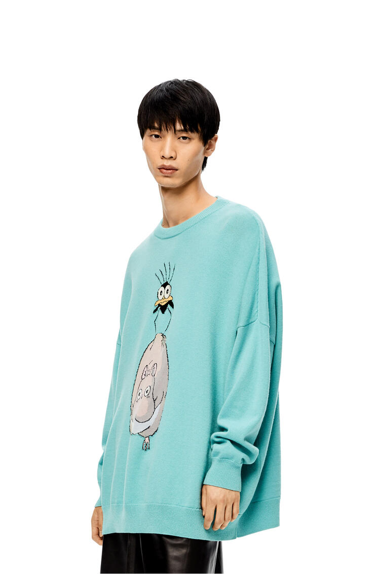 LOEWE Yu-Bird intarsia sweater in wool Turquoise pdp_rd