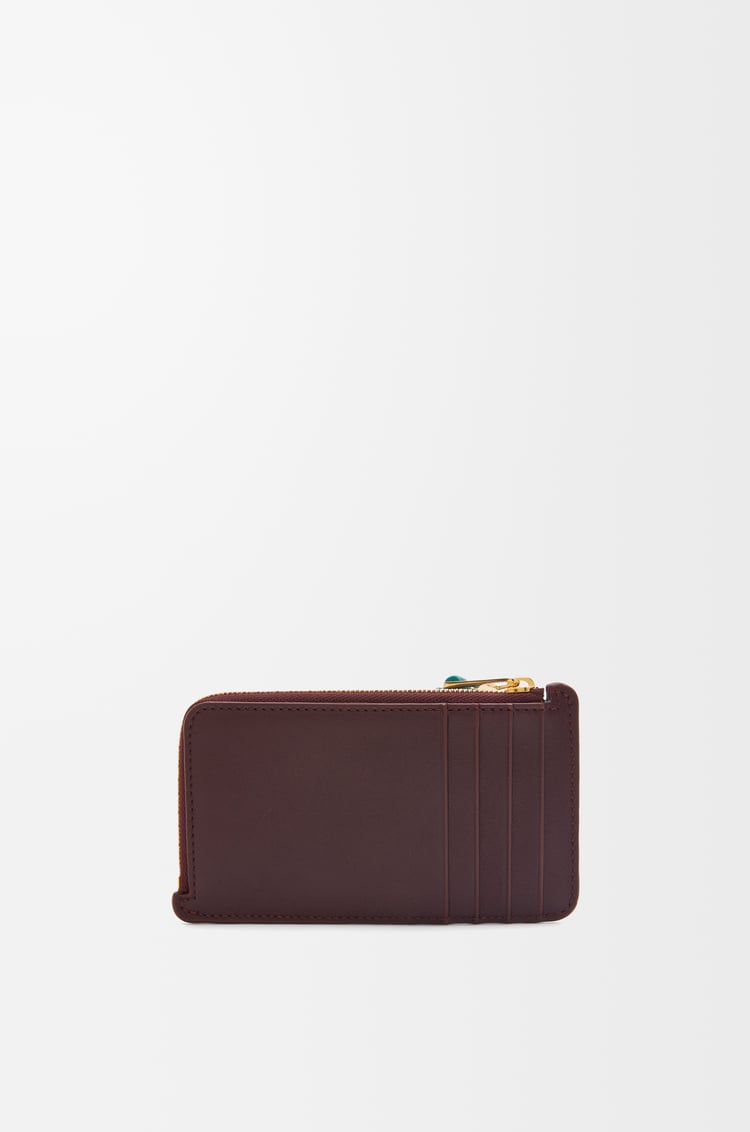 LOEWE Knot coin cardholder in shiny nappa calfskin Burgundy/Emerald