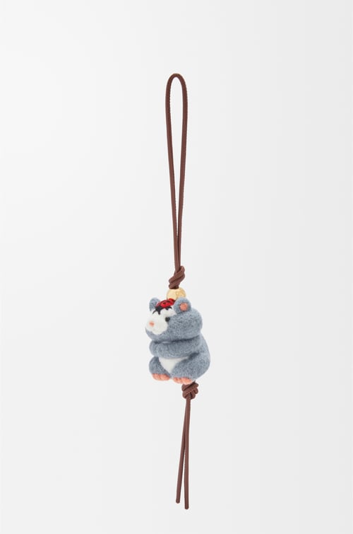 LOEWE ハムスター チャーム（フェルト&カーフ） グレーブルー plp_rd
