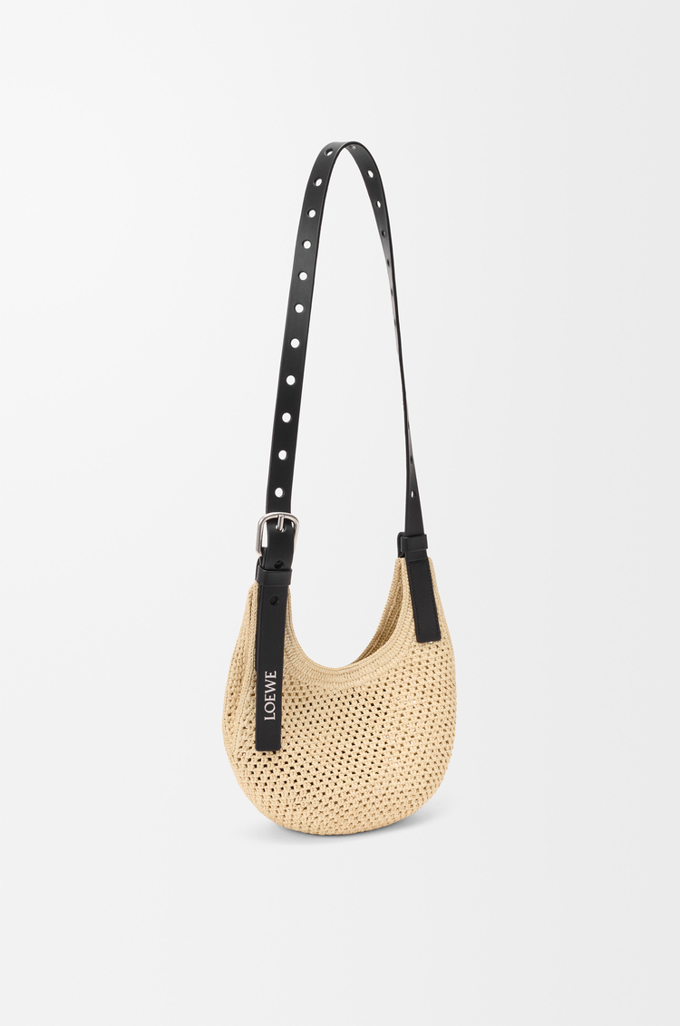 LOEWE Mini Punch Hole hobo in raffia and calfskin Natural/Black