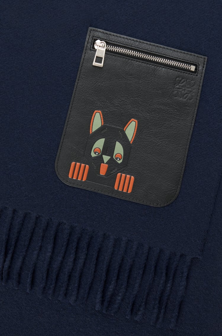 LOEWE Bufanda en lana y cashmere Azul Marino Oscuro