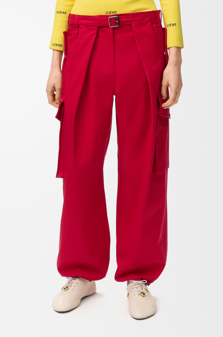 LOEWE Cargo trousers in cotton and silk Red