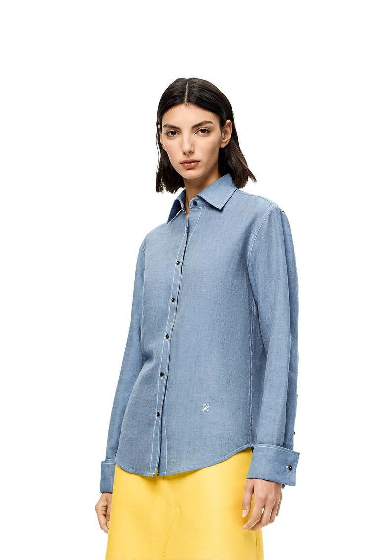 LOEWE Classic shirt in linen and cotton Blue Denim pdp_rd