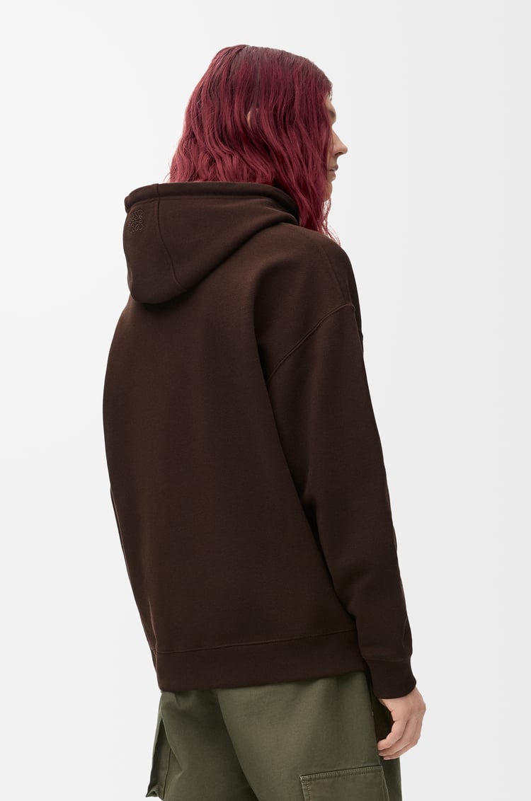 LOEWE Sudadera con capucha de corte holgado en algodón Marrón Oscuro