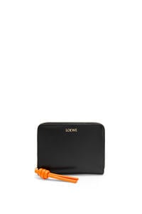 LOEWE Knot compact zip around wallet in shiny nappa calfskin Black/Bright Orange