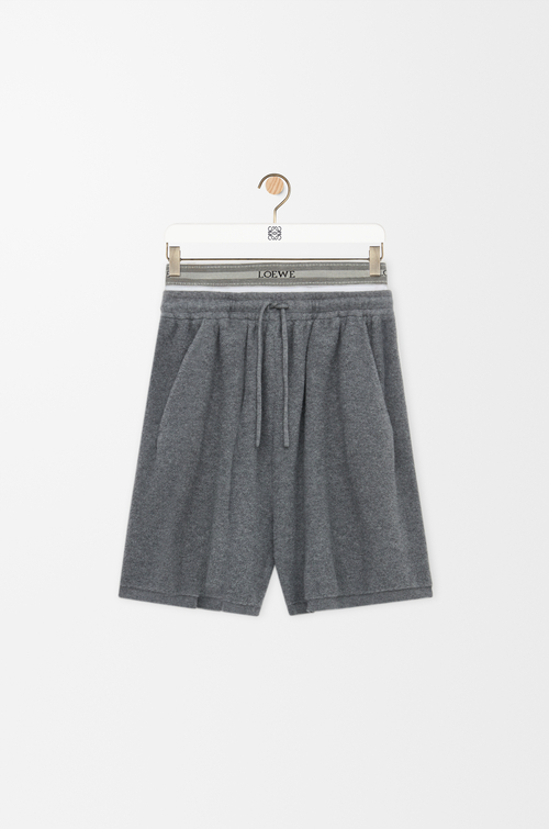 LOEWE Short en laine mélangée Grey Melange/White