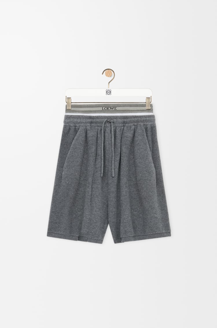 LOEWE Short en laine mélangée Grey Melange/White