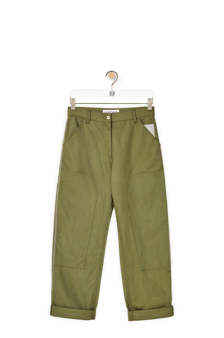 LOEWE Utilitarian trousers in cotton and linen Salamander Green pdp_rd