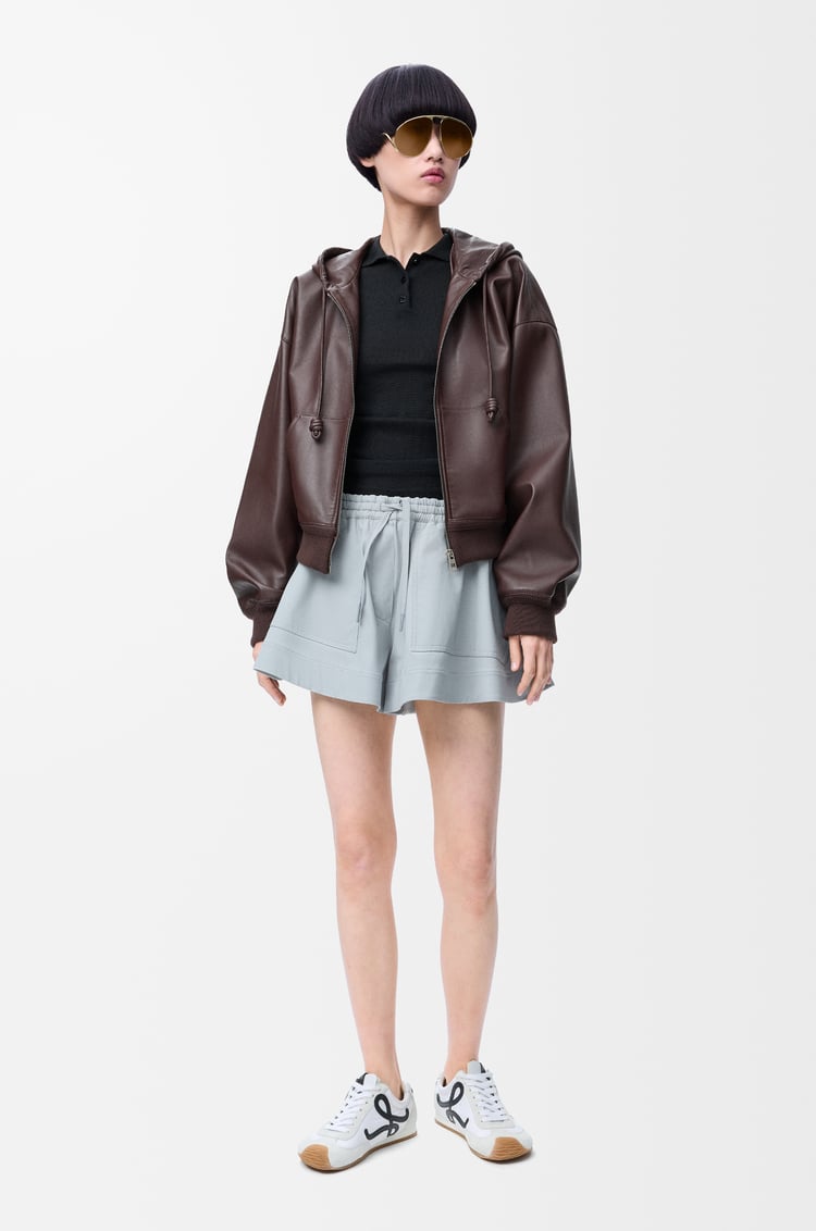 LOEWE Short sleeve polo sweater in cashmere and silk Black