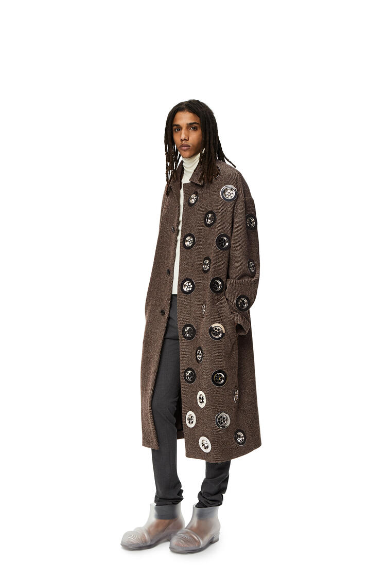 LOEWE Sinkhole embellished coat in wool Beige/Brown