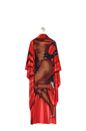 LOEWE Body print kaftan dress in velvet Red/Multicolour