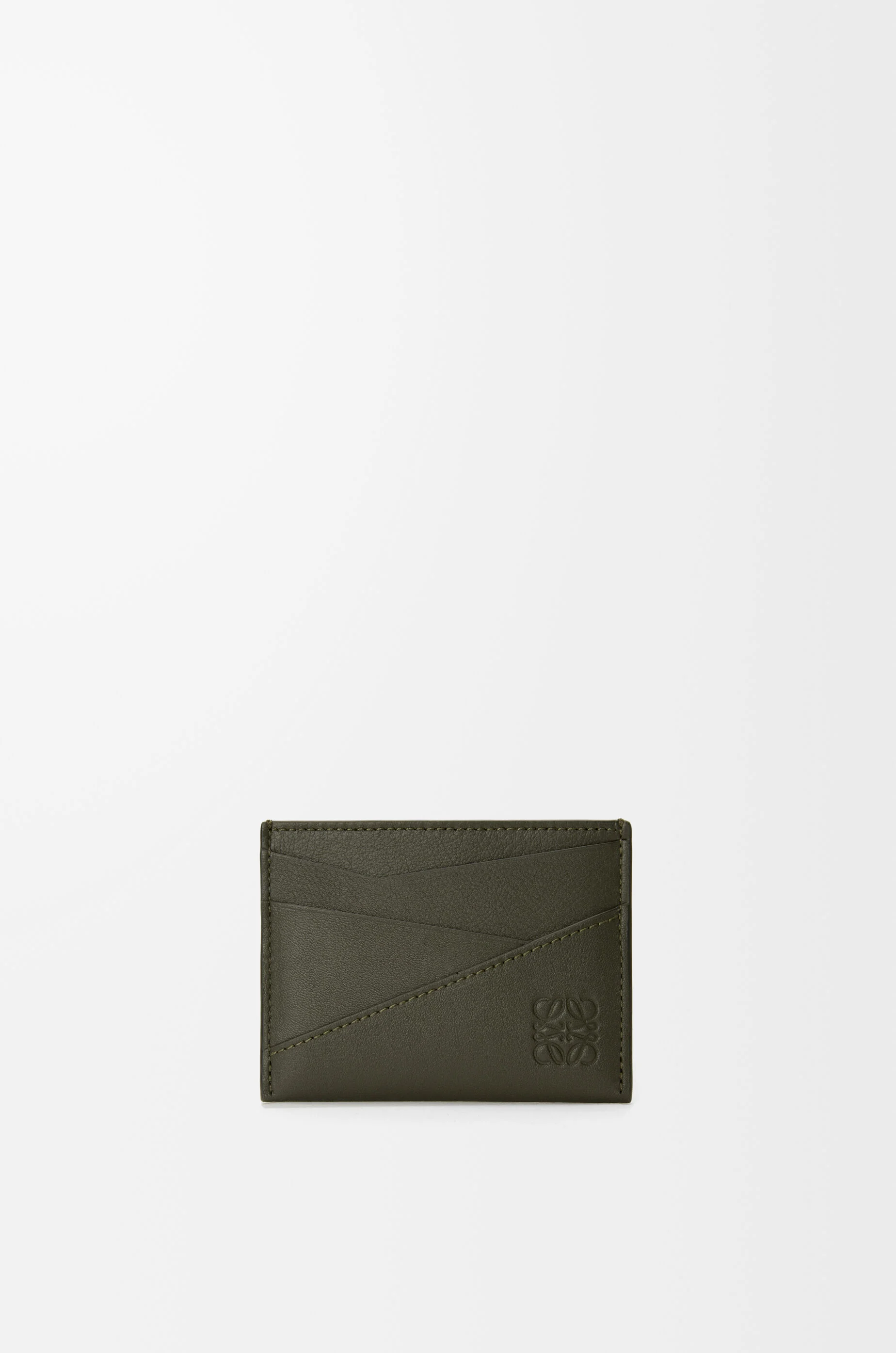 Puzzle plain cardholder in classic calfskin Green - LOEWE
