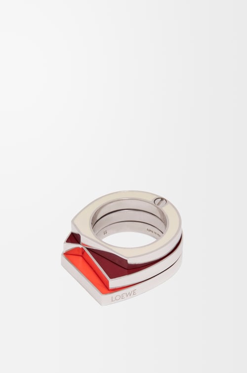 LOEWE Anillo Stacked en plata de ley y esmalte Plateado/Burdeos/Marfil plp_rd