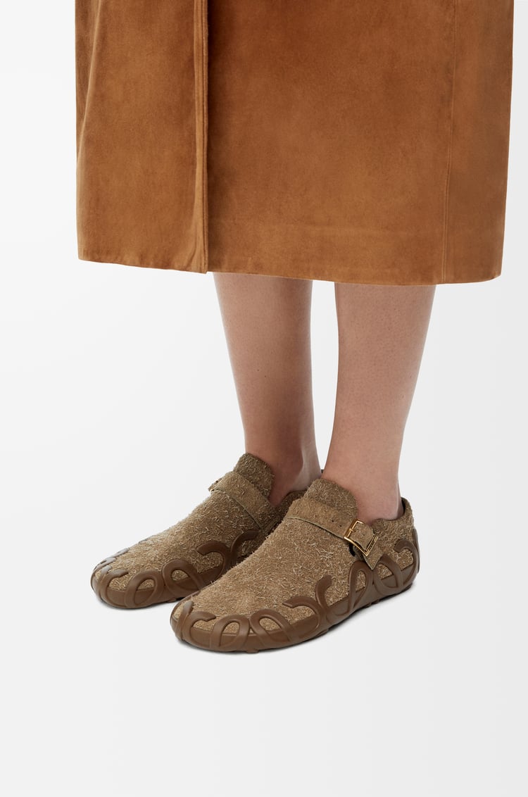 LOEWE Rise loafer in brushed suede Khaki Green