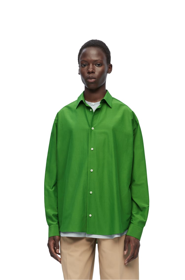 LOEWE Double layer shirt in cotton and silk Grass/Grey