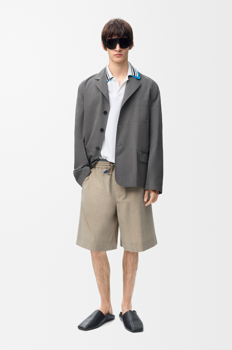 LOEWE Short à coulisse en laine et coton Beige