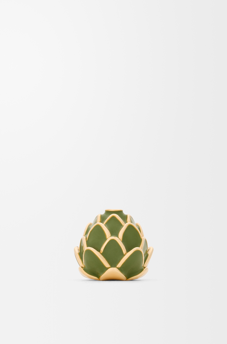 LOEWE Sombrero Acrobat Artichoke en plata de ley y esmalte Dorado/Verde