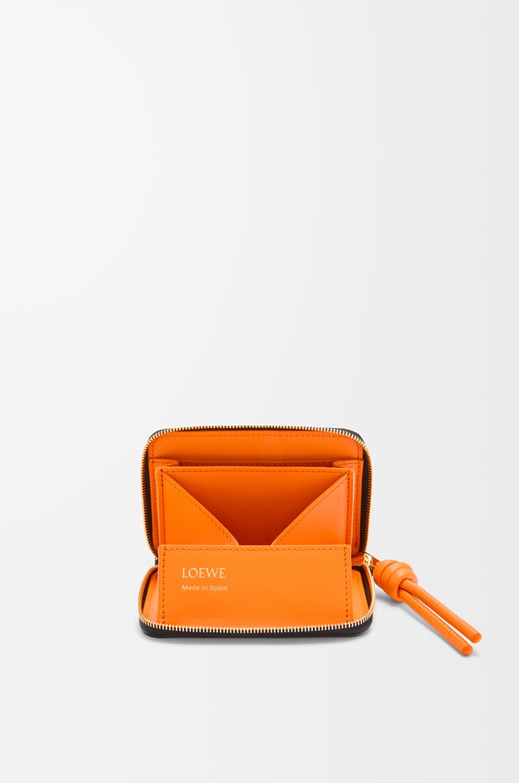 LOEWE Zipped coin purse in shiny nappa calfskin Black/Bright Orange