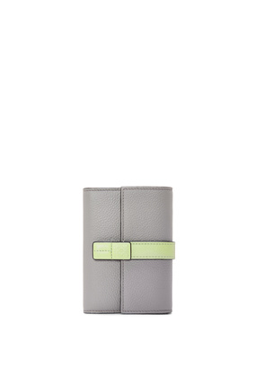 LOEWE Small vertical wallet in soft grained calfskin Pearl Grey/Light Pale Green