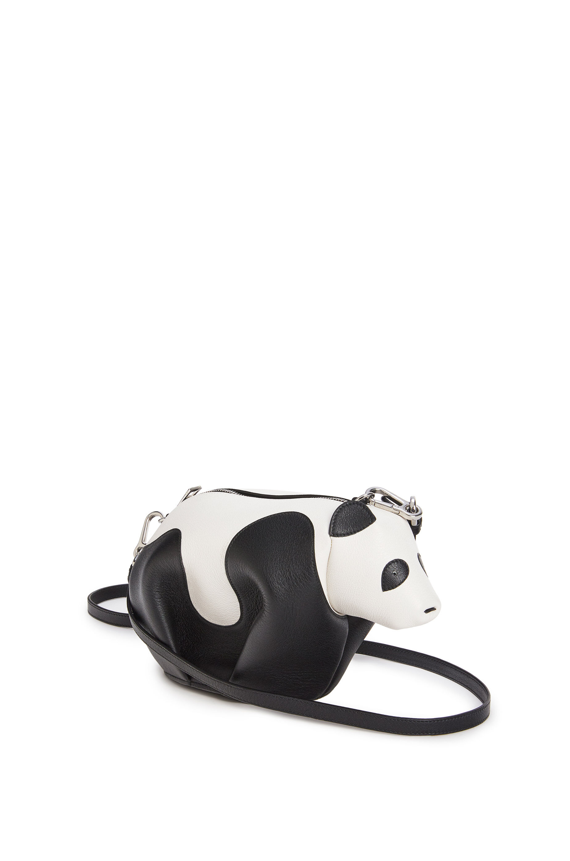 Mini Panda Bag In Classic Calfskin Black White Loewe