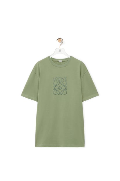 LOEWE Camiseta de corte regular en algodón Verde Caqui Sólido plp_rd