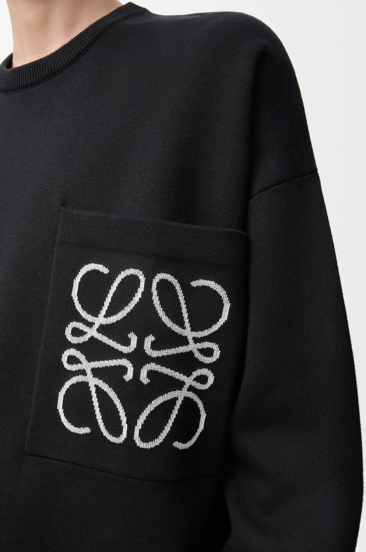 LOEWE Jersey Anagram con bolsillo en algodón Negro/Blanco