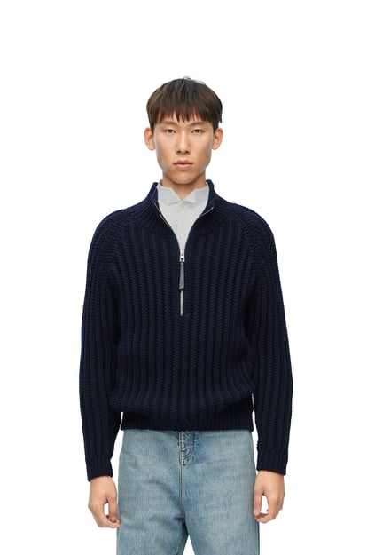 LOEWE Zip-up sweater in wool 海軍藍 plp_rd