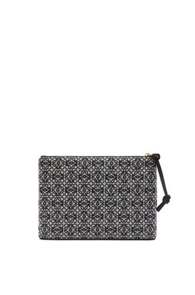 LOEWE Oblong pouch in Anagram jacquard and calfskin Navy/Black plp_rd
