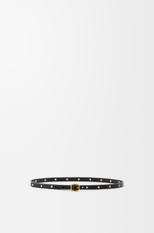 LOEWE 经典牛皮革柔软腰带 黑色/金色