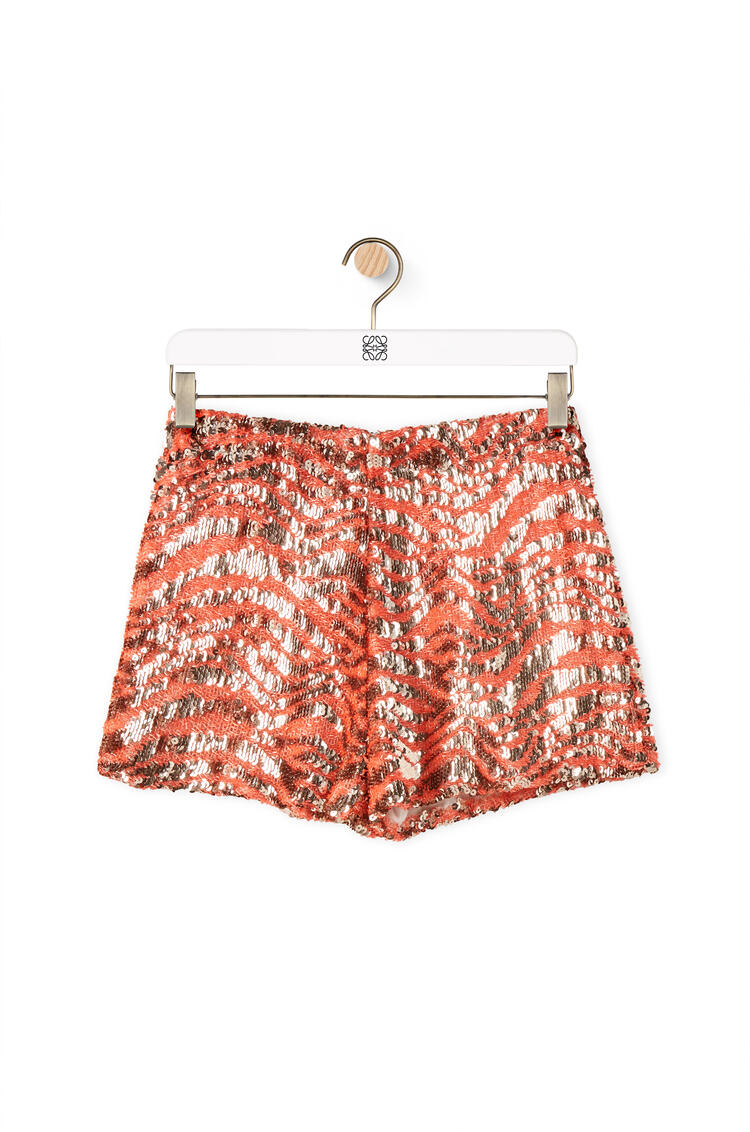 LOEWE Pantalón corto de algodón con lentejuelas bordadas Coral pdp_rd
