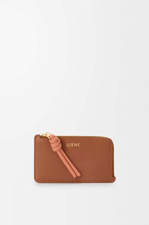 LOEWE ノット コインカードホルダー（シャイニーナパカーフ） タン/パパイヤ