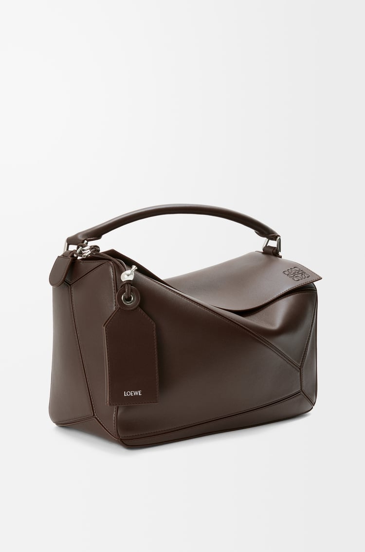 LOEWE Grand sac Featherlight Puzzle en cuir d'agneau nappa Brownie Foncé