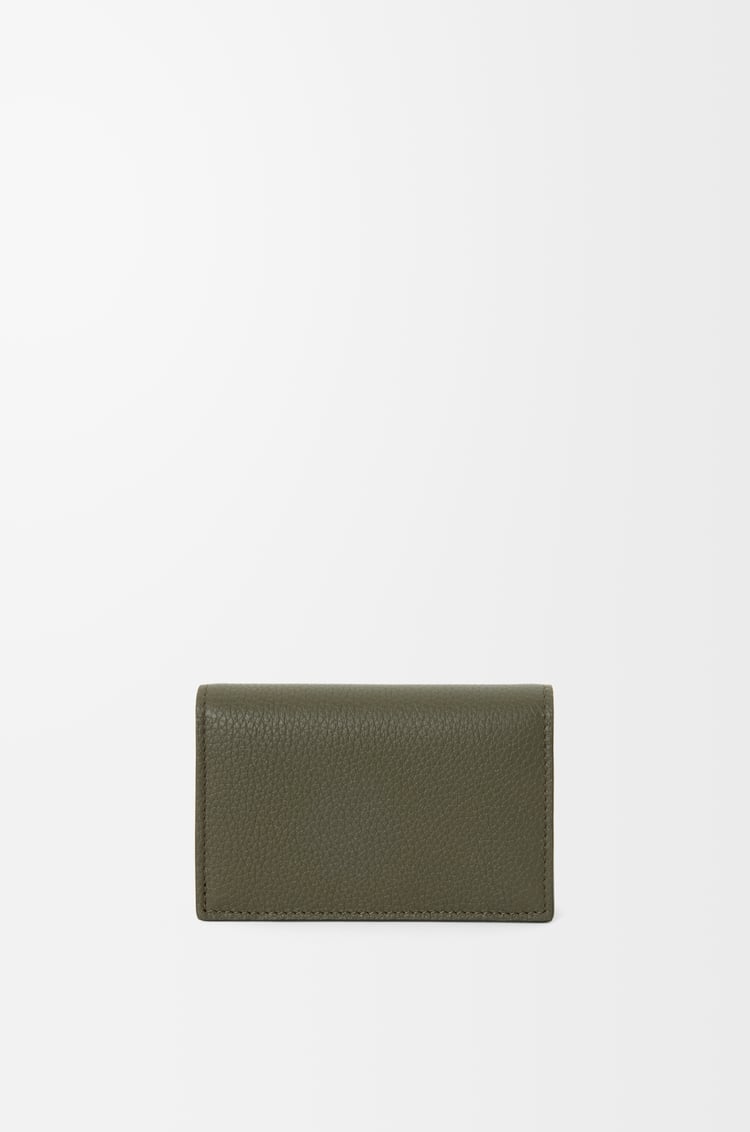 LOEWE 柔软粒面牛皮革名片夹 卡其绿色