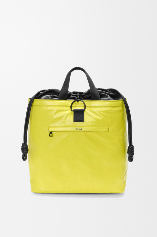 LOEWE 纸纹牛皮革 Squad 背包 柠檬黄色