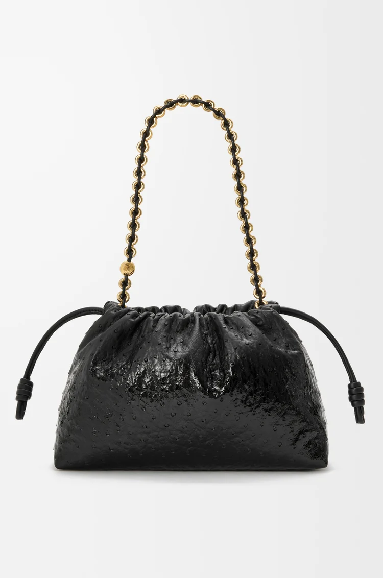 LOEWE フラメンコパース ミディアム（グラデーションパテントオーストリッチ） ブラック
