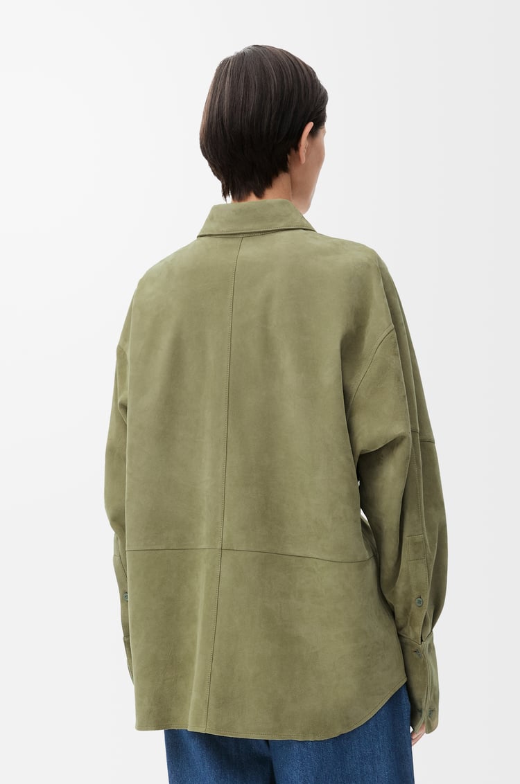 LOEWE Draped shirt in suede lambskin Sage