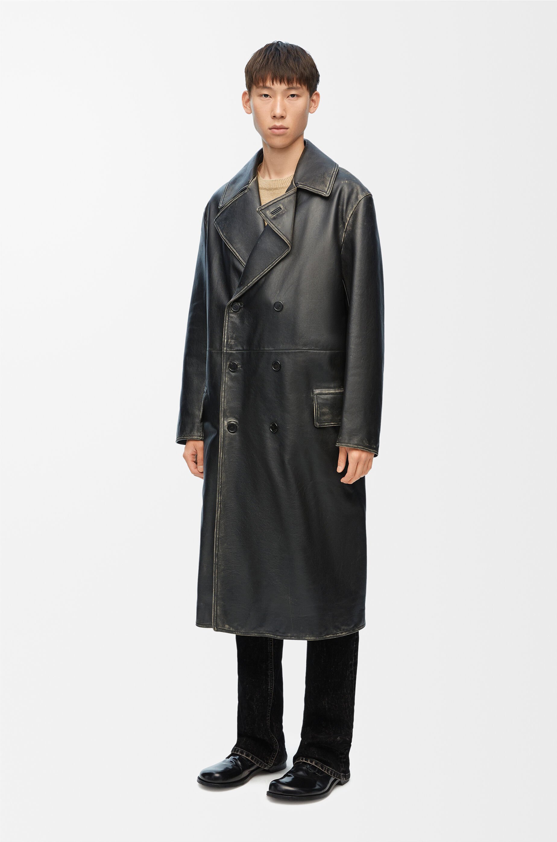 ダブルブレスト コート(ナパカーフ) ブラック - LOEWE ダブルブレスト コート(ナパカーフ) ブラック - LOEWE