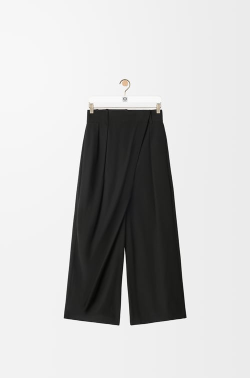 LOEWE Cropped wrap trousers in cotton Black