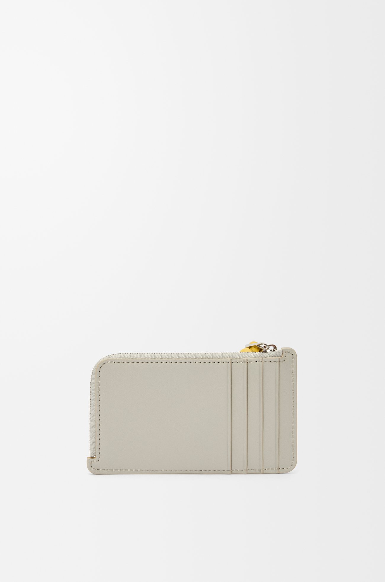 LOEWE Knot coin cardholder in shiny nappa calfskin Shell Grey/Dandelion