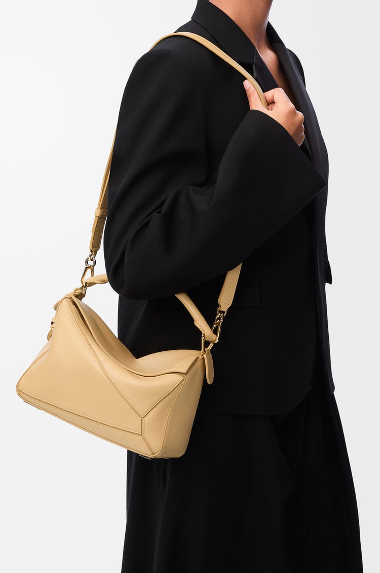 LOEWE Small Featherlight Puzzle bag in nappa lambskin Dark Butter