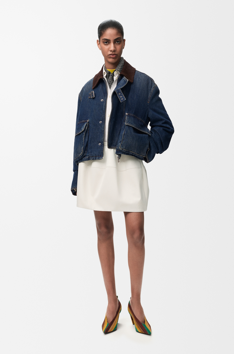 LOEWE Balloon skirt in cotton and silk Ivory