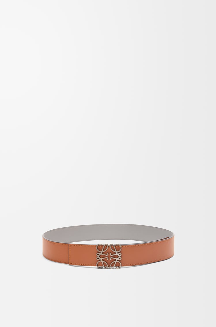 LOEWE リバーシブル アナグラムベルト（スムースカーフ） タン/アスファルトグレー/ピューター