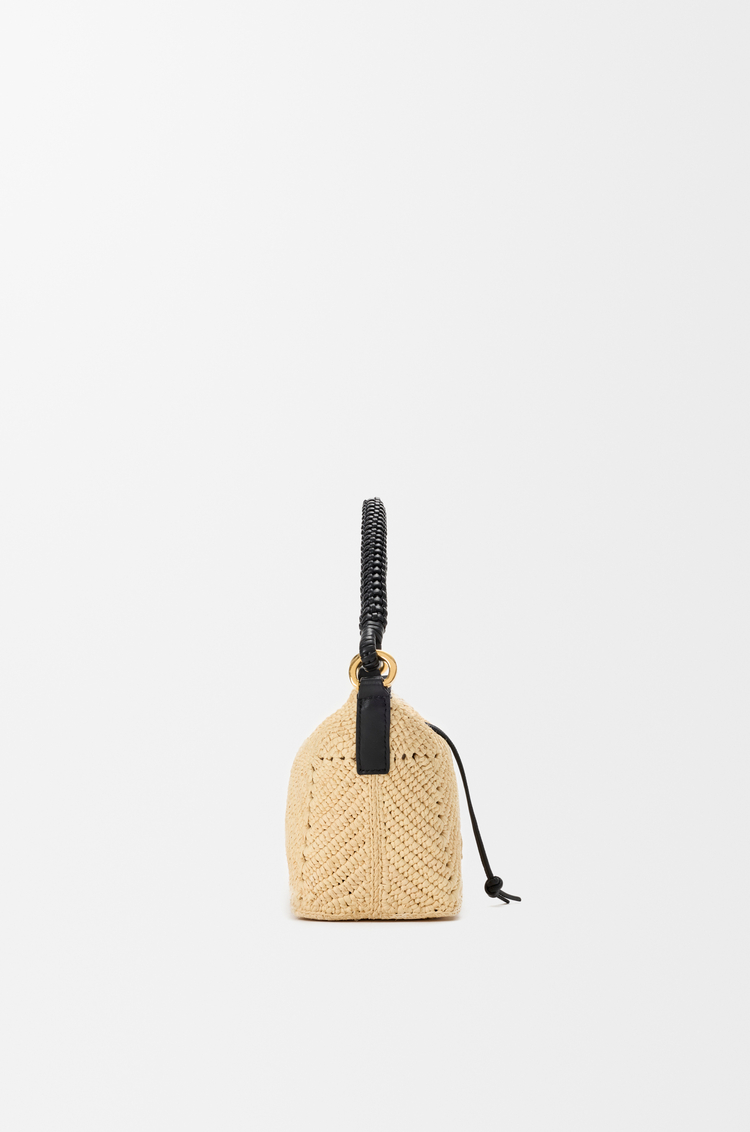 LOEWE Bolso Cala mini en piel de ternera clásica y rafia Natural/Negro