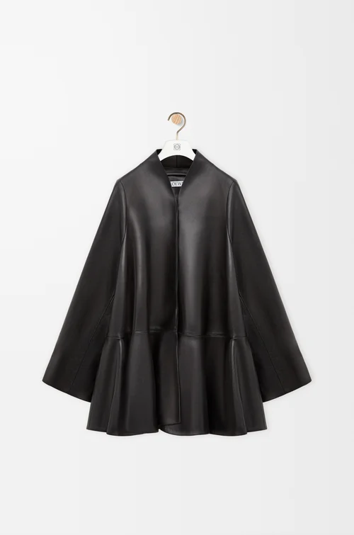 LOEWE Abrigo corto en piel napa de cordero Negro