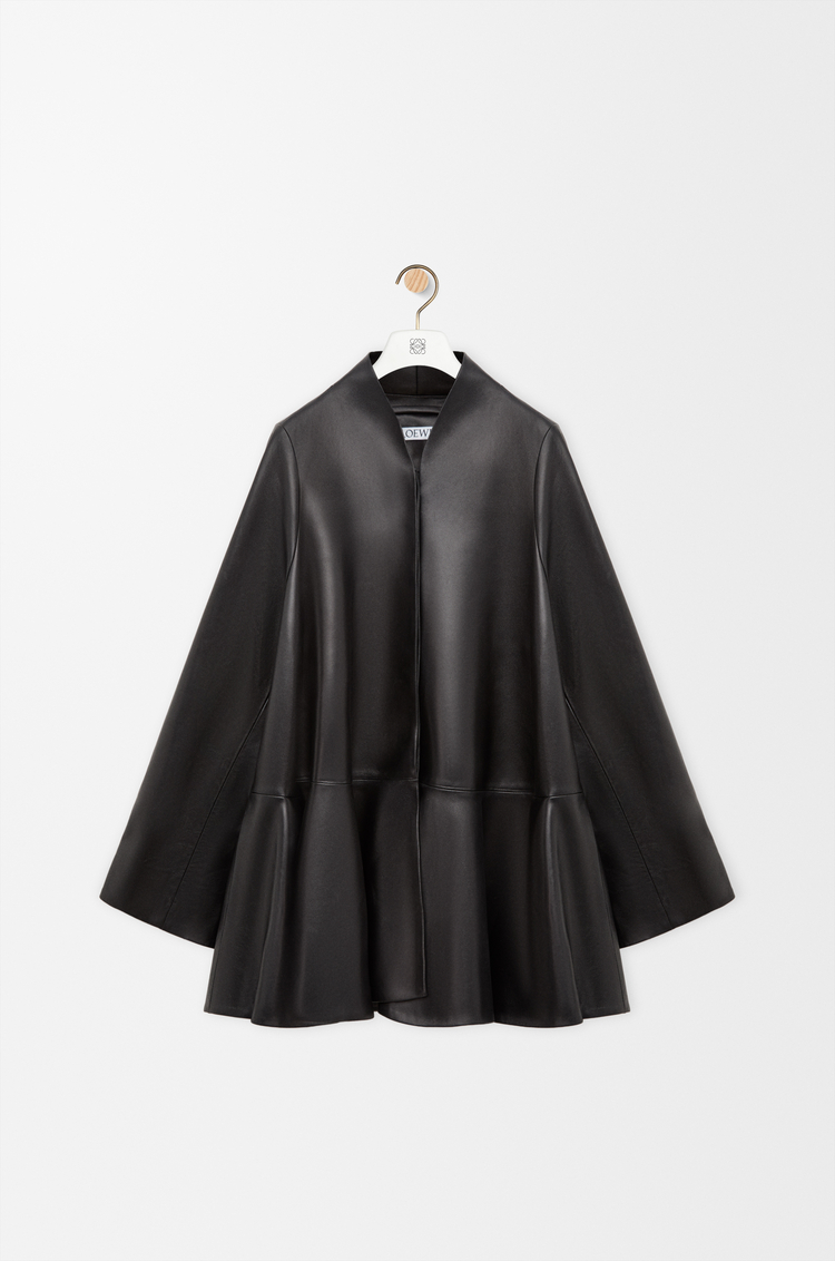 LOEWE Abrigo corto en piel napa de cordero Negro