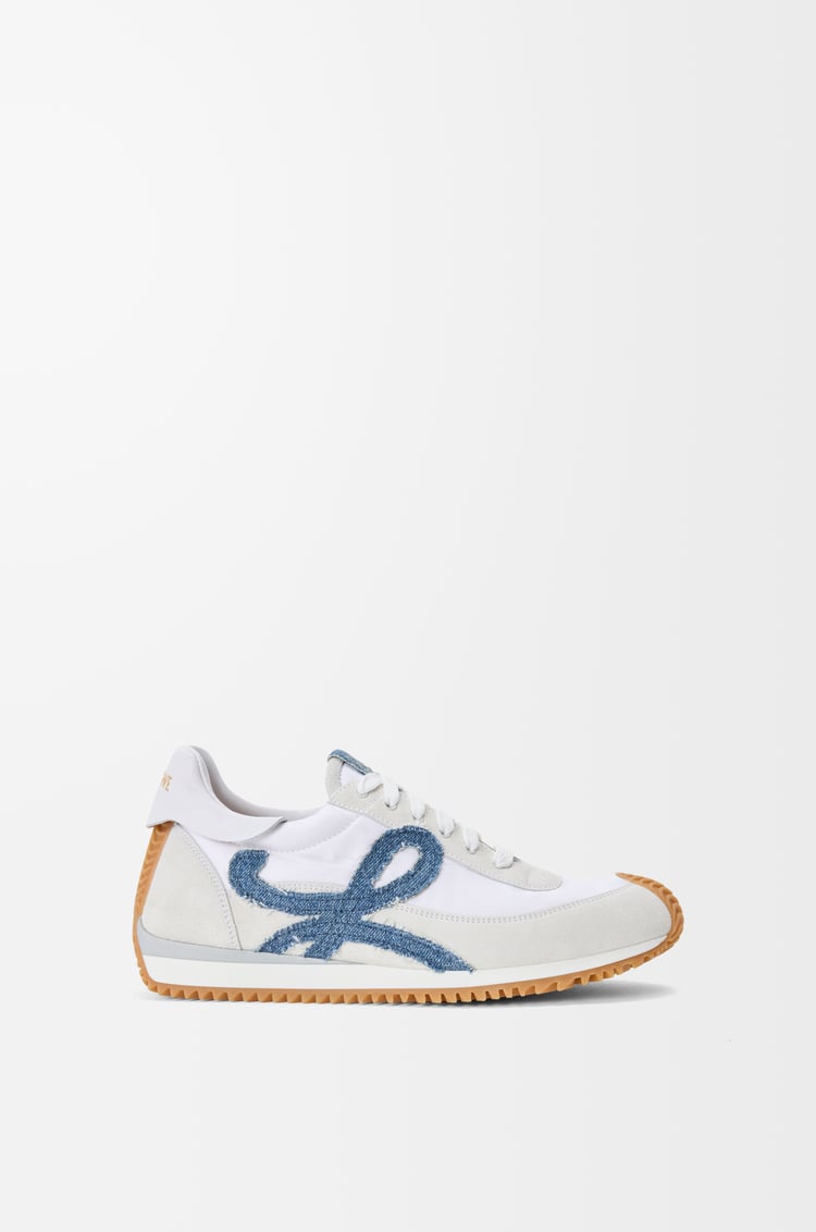 LOEWE Flow Runner 2.0 in nylon and suede White/Light Denim