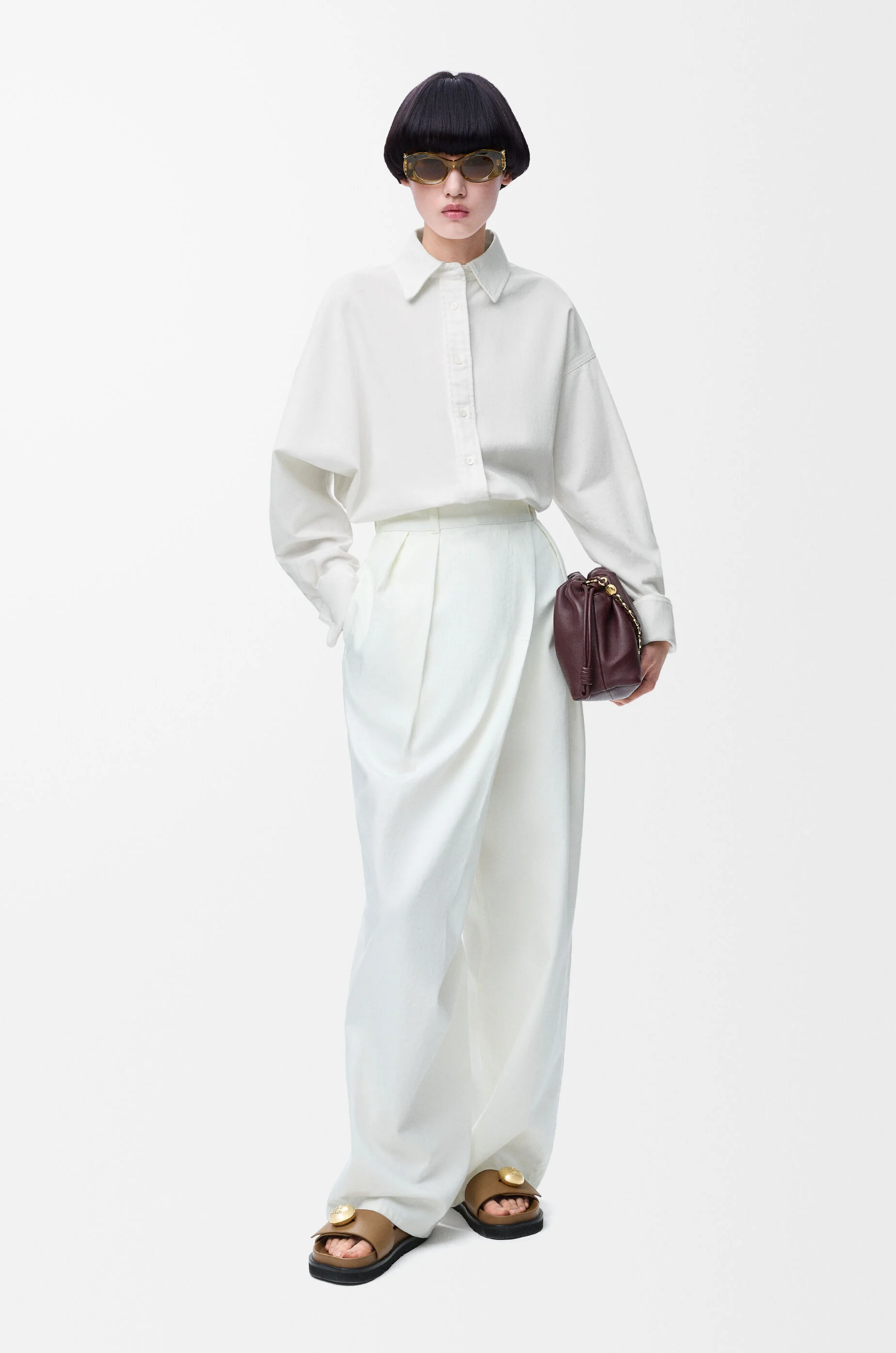 ひなのLOEWE ホワイト オーバーサイズ Tシャツ　福岡岩田屋直営店 Wrap shirt in denim White - LOEWE