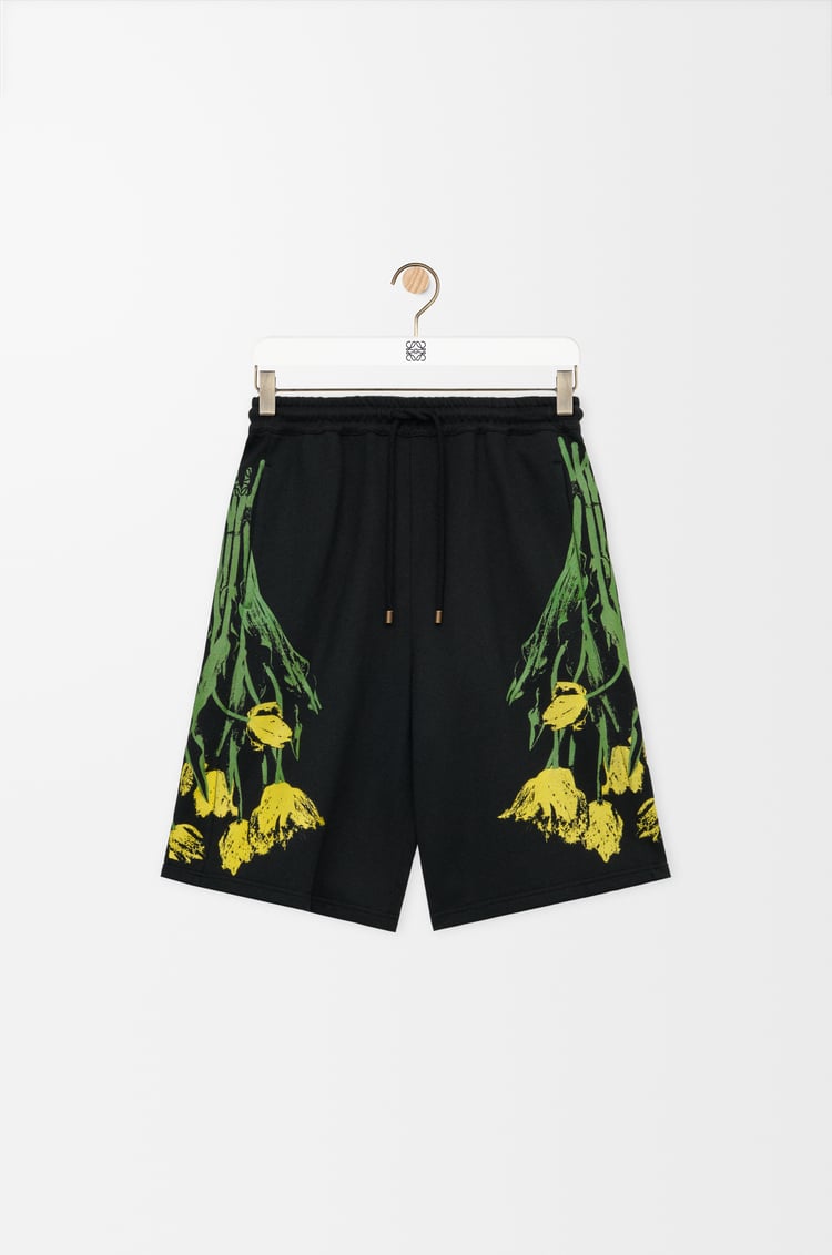 LOEWE Pantalón corto en algodón Negro/Multicolor