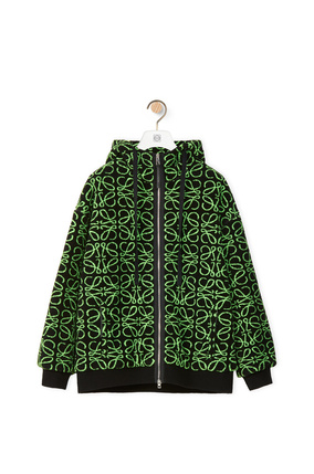 LOEWE Zip-up parka in Anagram jacquard fleece Green/Black
